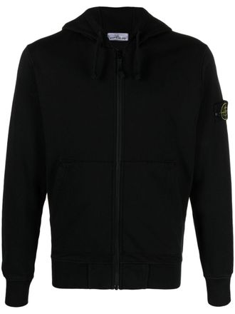 Stone Island Compass-badge cotton hoodie - Black