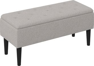 HOMCOM 15 Modern Ottoman Storage Box with Wooden Legs - 47L Storage Ottoman Holds up to 120KG - for Living Room - Bedroom - Grey | TJ Hughes Black