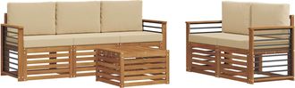 vidaXL Conjunto De Sof&aacute;s De Exterior 6 Uds. Natural Y Beige Vidaxl