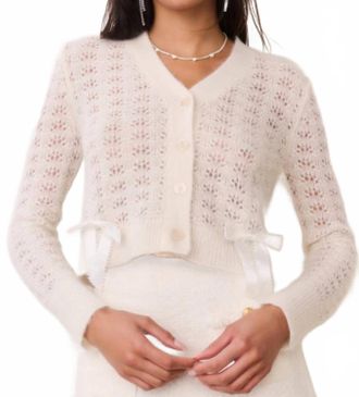LoveShackFancy Lilly Alpaca-Blend Bow Cardigan In Frosted Candy