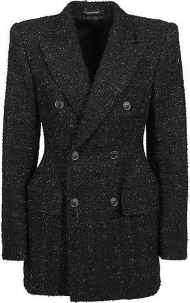 Balenciaga Jassen, Dames, Zwart, M, Wol, Hourglass Jacket