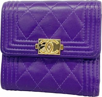 Chanel Purple Leather Wallet (Tri-Fold) (Pre-Owned)