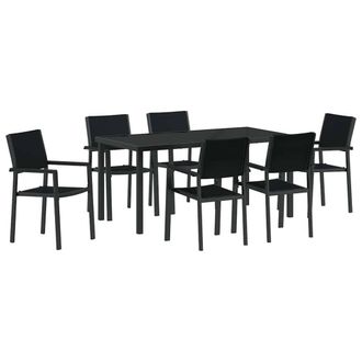 Berkfield Home 7 Piece Garden Dining Set Black Poly Rattan