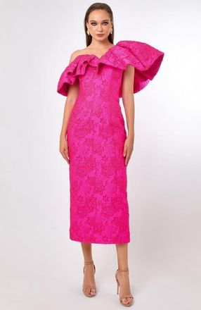 Bariano Soliel Dramatic Shoulder Column Midi in Fuchsia at Nordstrom, Size 8