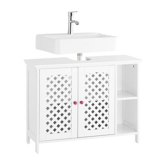 SoBuy Mueble para lavabo con dos puertas blanco 80x31.5x60.5cm moderno