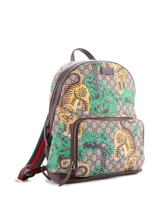 Gucci Zip Pocket Bengal Print GG Coated Canvas Medium backpack - Marrone