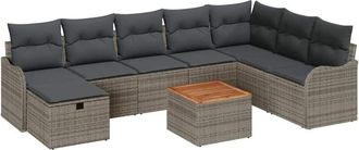 vidaXL Garden Sofa Set with Cushion 9 pcs Grey Poly rattan vidaXL