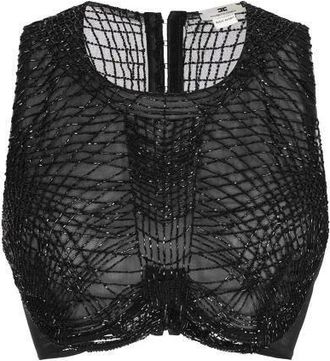 Elisabetta Franchi Tops, Dames, Zwart, M, Leer, Tops