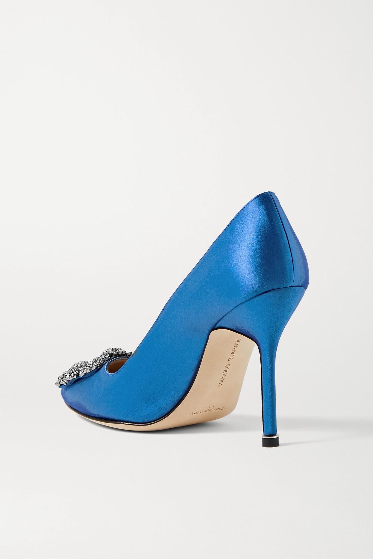 Manolo Blahnik Escarpins En Satin À Ornements Hangisi 105 Bleu
