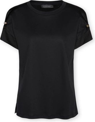 Elena Miro Katoenen T-shirt met Metallic Appliqu&eacute;s - Dames - T-shirts - Zwart - S - Katoen - Tops
