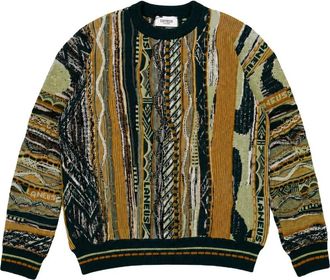 Laneus Crewneck Boxy Jacquard - Heren - Ronde hals truien - Groen - XL - Truien & Vesten