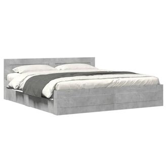 Berkfield Home Bed Frame with Headboard without Mattress Concrete Grey 200x200 cm