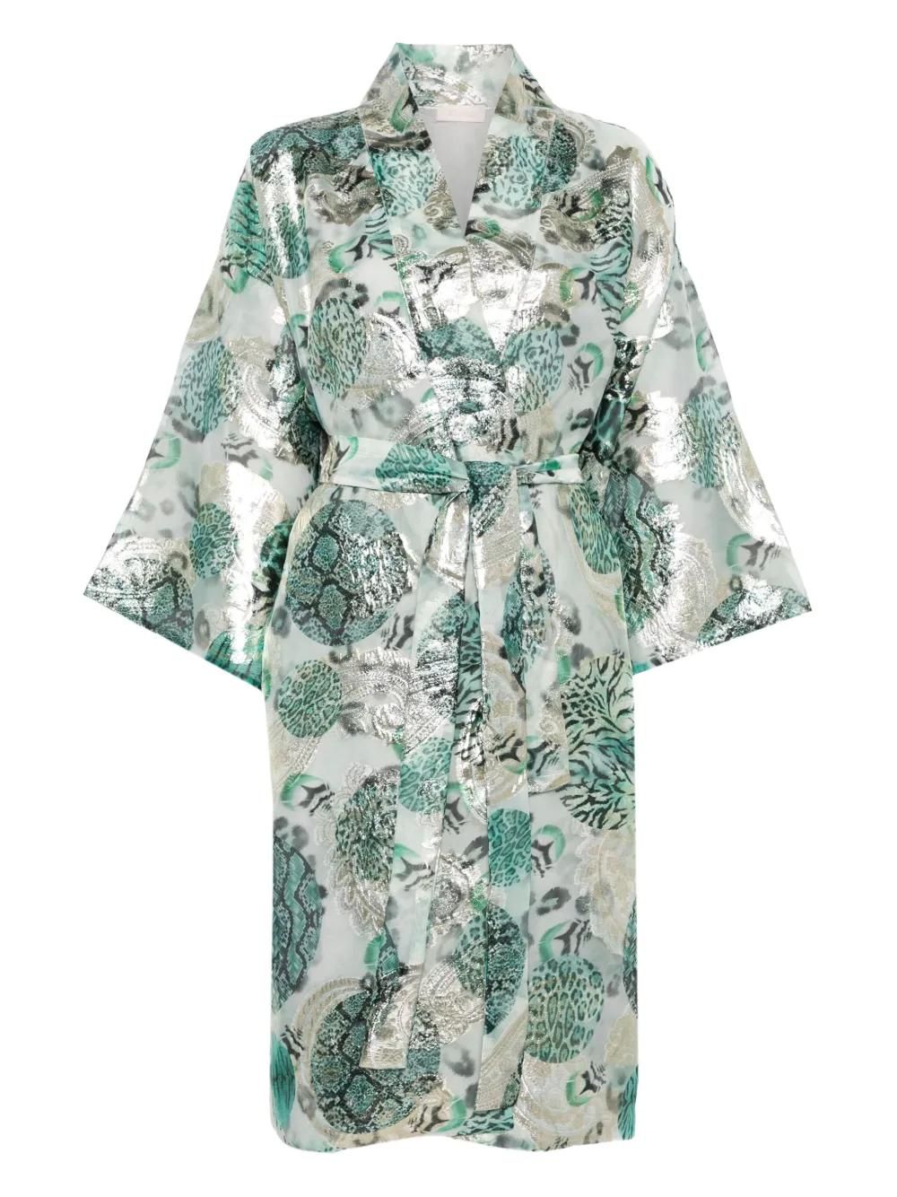 blue and green spring dress Green Knee-Length Party Dress with Long Sleeves– PromGirl main image 0