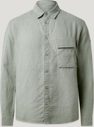 Belstaff Scale Shirt Mens Garment Dyed Linen Lichen Size 2XL
