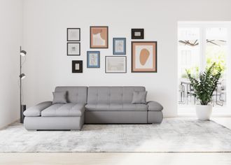 Domo Collection Ecksofa »Moric, L-Form, XXL-Sofa - Breite 300cm, viel Platz, auch in Cord« wahlweise mit Bettfunktion und Armteilverstellung, dunkelgrau