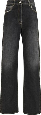 Versace Womens Jeans Straight Black Cotton Trousers