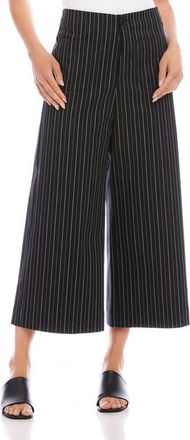Karen Kane Stripe Wide Leg Crop Pants in Black at Nordstrom, Size 16