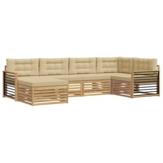 vidaXL Conjunto De Sof&aacute;s De Exterior Con Coj&iacute;n 6 Pcs Y Beige Poli&eacute;ster Vidaxl