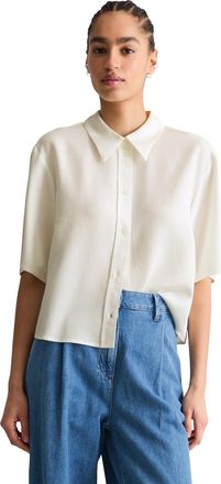 Marc O'Polo Denim Kurzarmbluse MARC OPOLO DENIM, Damen, Gr. XL, silky wei&szlig;, Web, Obermaterial: 100% Lyocell, gerade kurz, Blusen Kurzarmbluse, Croped, relaxed fit