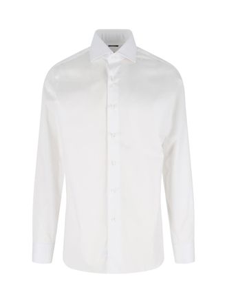 Barba White Striped Cotton Classic Formal Shirt
