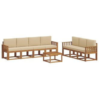 vidaXL Conjunto De Sof&aacute;s De Exterior Con Coj&iacute;n 8 Pcs Natural Y Beige Vidaxl