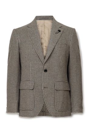 Lardini Puppytooth Wool-Blend Felt Blazer