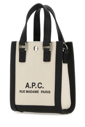 A.P.C. Unisex Two-Tone Canvas And Leather Camille 2.0 Mini Handbag Noir Borse A Mano