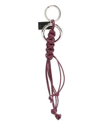 Plan C braided keyring - women - Brass/Leather - One Size - Red