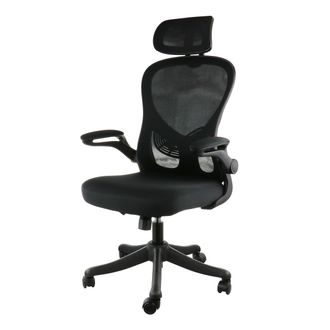 Elama High Back Adjustable Mesh and Fabric Office Chair in White and Black with Adjustable Head Rest