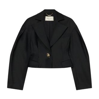Blumarine Blazer met ballonmouwen - Dames - Jassen - Zwart - Maat: XS Wol