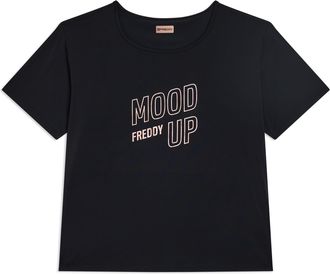 Freddy T-shirt cropped ampia in jersey tecnico con stampa Mood Up