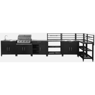 Sweeek Cucina da esterno, 6 moduli e barbecue a gas, 4 bruciatori