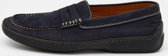 Tod's Tods Navy Blue Nubuck Leather Penny Slip On Loafers
