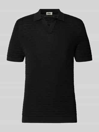 Drykorn Drykorn Slim Fit Strick-Poloshirt mit Strukturmuster Modell BRAIAN in Black, Gr&ouml;&szlig;e XXL