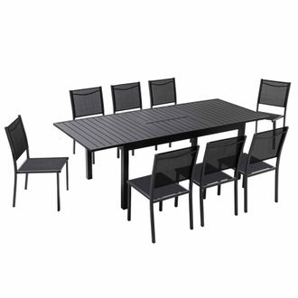 Oviala Mesa de jard&iacute;n de aluminio con 8 sillas