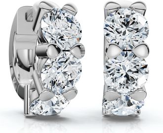 Pompeii3 3Ct Diamond Huggie Hoop Earrings 14k Gold 1/2 Tall Lab Grown EF/VS