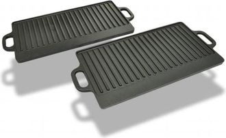 vidaXL Placa Parrilla De Hierro Fundido Reversible 38x23cm 2 Unidades Vidaxl