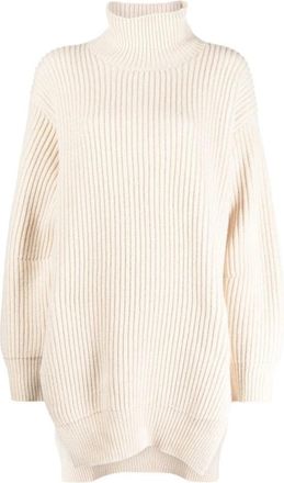 Jil Sander Elegante wollen coltrui - Dames - Coltruien - Beige - S - Wol - Truien & Vesten