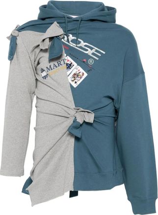 Martine Rose Felpa asimmetrica in cotone con cappuccio - Grigio