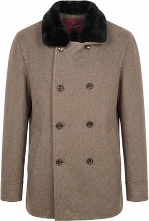 Montecore Abrigo Cruzado de Mezcla de Lana - Coats - Hombre - Beige - 2XL