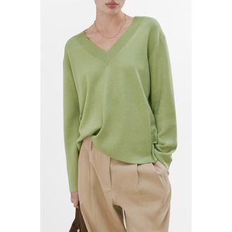 Mango V-Neck Sweater in Green at Nordstrom, Size X-Small