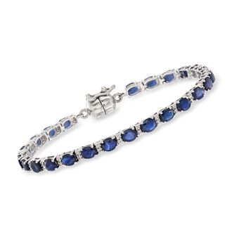 Ross-Simons Sapphire and. White Topaz Tennis Bracelet in Sterling Silver With Magnetic Clasp