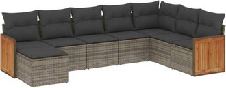vidaXL Vidaxl - Set De Sof&aacute;s De Jard&iacute;n 8 Pzas Y Cojines Rat&aacute;n Sint&eacute;tico Gris