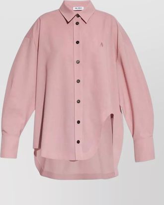 The Attico spread collar cotton shirt curved hem