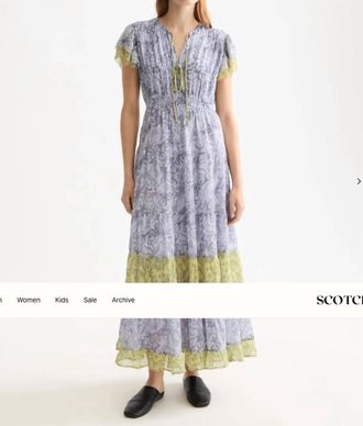 Scotch & Soda Gathered Maxi Dress In Purple