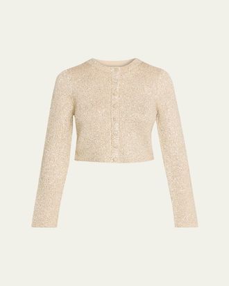 LoveShackFancy Ferra Sequined Knit Cardigan