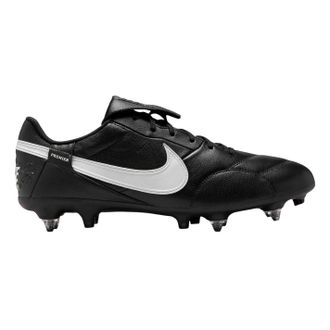 Nike Unisex voetbalschoenen voor volwassenen van hoogwaardig leer met omgeslagen tong, geschikt voor zachte ondergrond (Zwart, Wit)