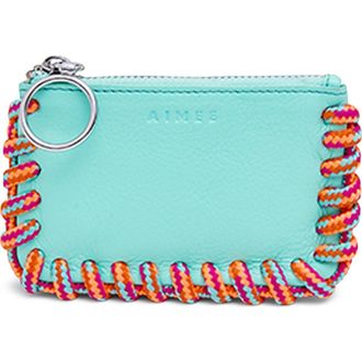 Aim&eacute;e Cord Trim Zip Pouch in Jelly Mint (Pink) at Nordstrom
