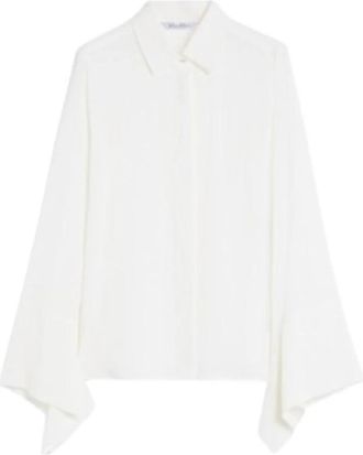 Max Mara Zijden Charmeuse Feminien Shirt - Dames - Overhemden - Wit - S - Overhemden