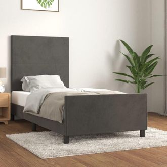vidaXL Giroletto senza Materasso Grigio Scuro 90x190 cm Velluto - Vidaxl